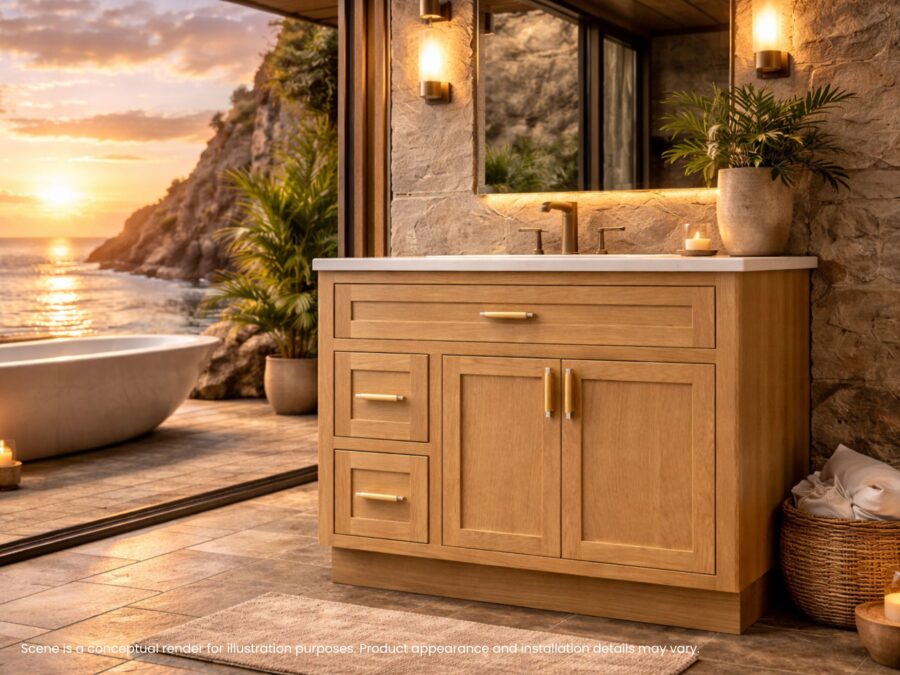 SANCOTA INTERIOR 木製キャビネット Inset Oak Vanity - Kitchen and Bath Cabinets
